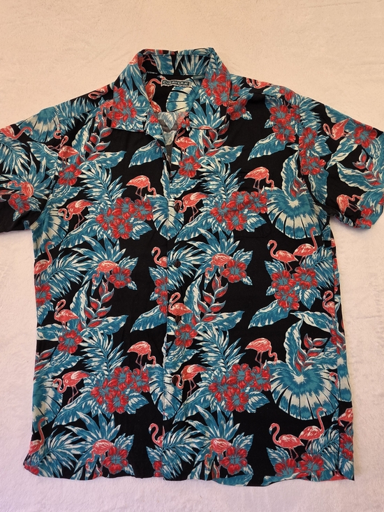 Cubavera Other - Cubavera Flamingo Hawaiian Shirt Mens Medium Tropical Rayon Button Up Camp Shirt